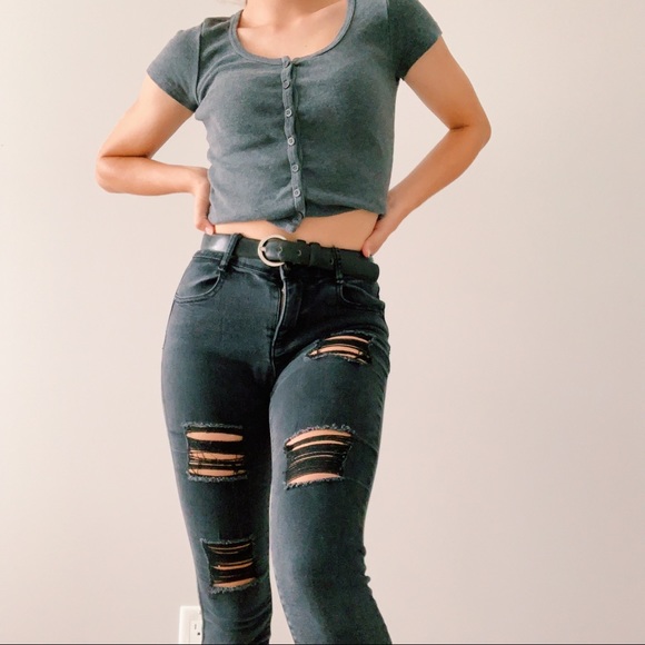 brandy melville dark grey Zelly top! - Picture 2 of 4